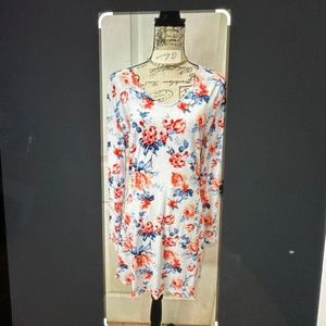 NEW, Style 5, long sleeve floral mini dress, open back, size L